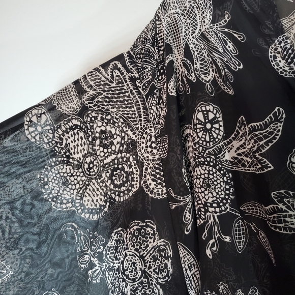 Torrid Floral Black and White Sheer Cover-up Dress 1 - Picture 6 of 10